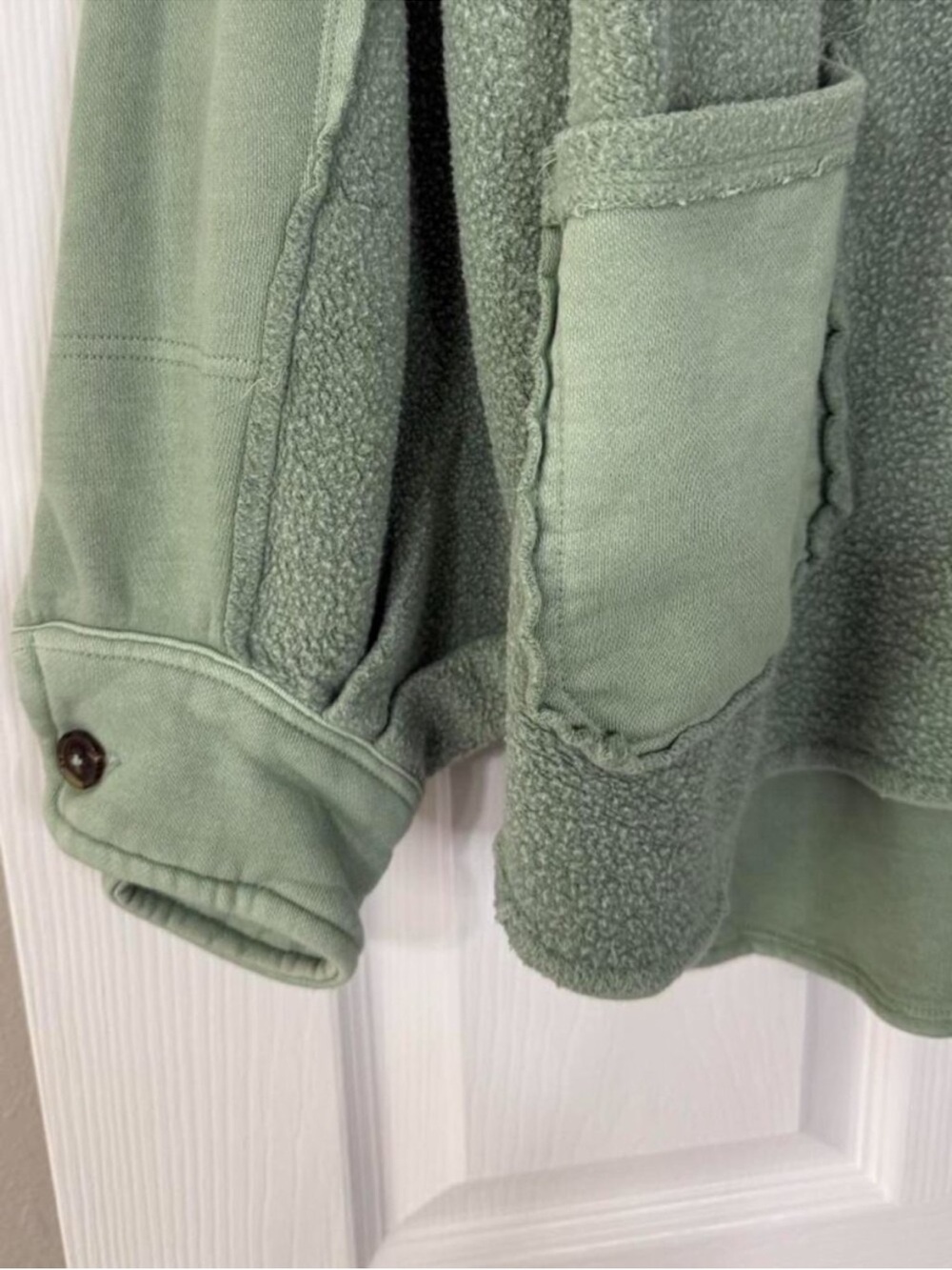 Free People Jordan Slouchy Reversed Fleece Sage Green Jacket Small - Picture 7 of 9